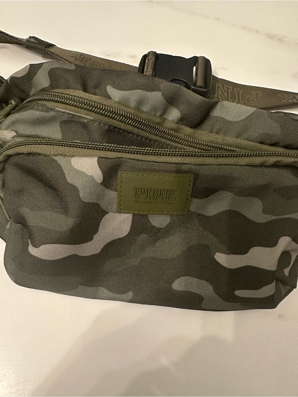 PINK Victoria's Secret Olive Camo Belt Bag
